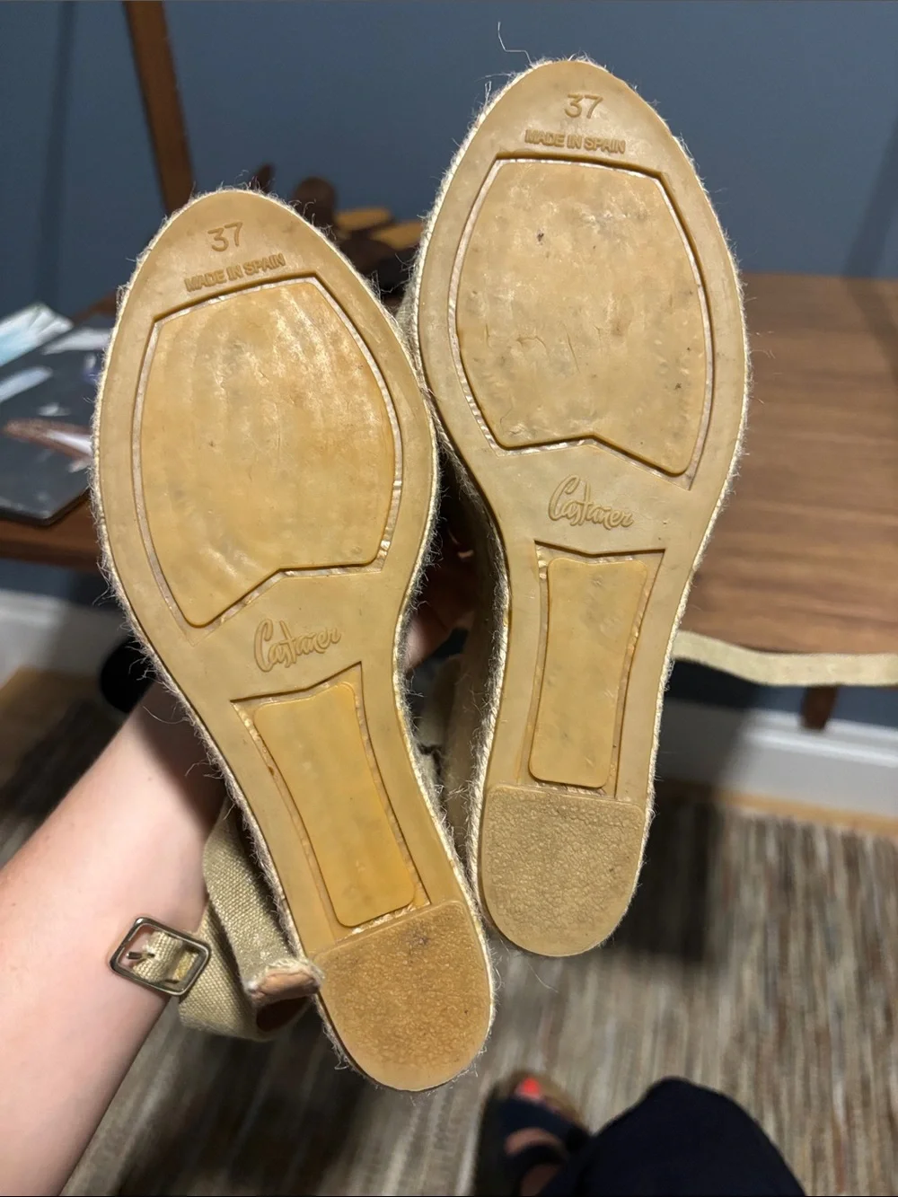 Castaner Beige Crisscross Espadrille Wedge Sandals